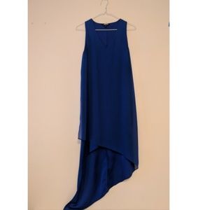 Long royal blue asymmetrical dress